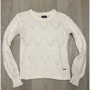 Abercrombie & Fitch SZ M Women's Cream Chunky Knit Pullover Sweater Chevron
